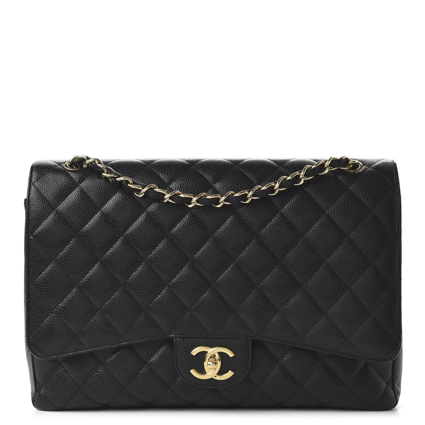 Caviar Quilted Maxi Double Flap Black