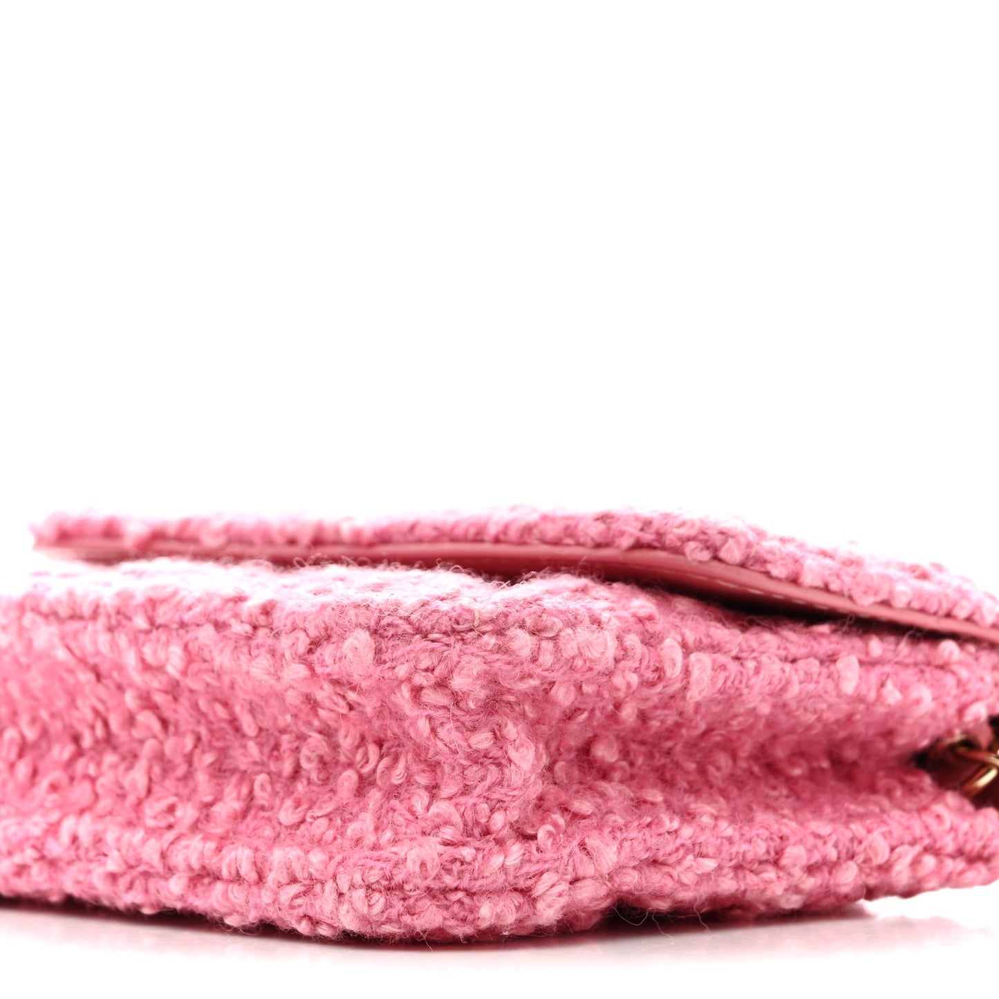 Tweed Quilted Flap Chain Waist Bag Pink