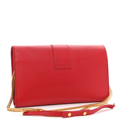 Saint Laurent Calfskin Classic Y Ligne Chain Wallet Vermillion 3 of 13