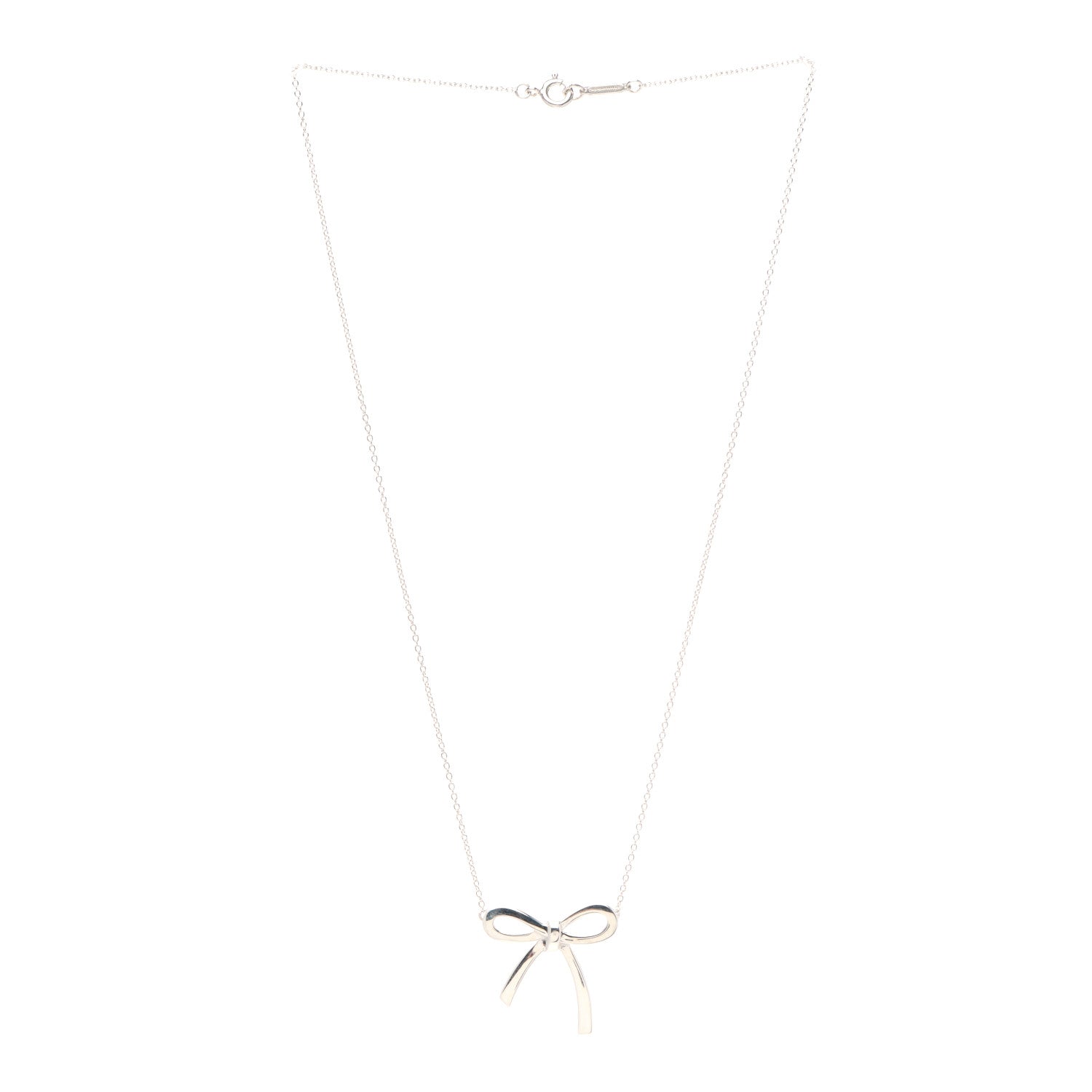 Tiffany Sterling Silver Bow Pendant Necklace 3 of 5