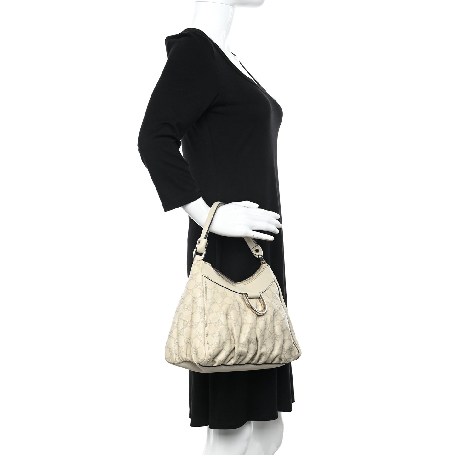 Guccissima Medium D Gold Hobo Off White