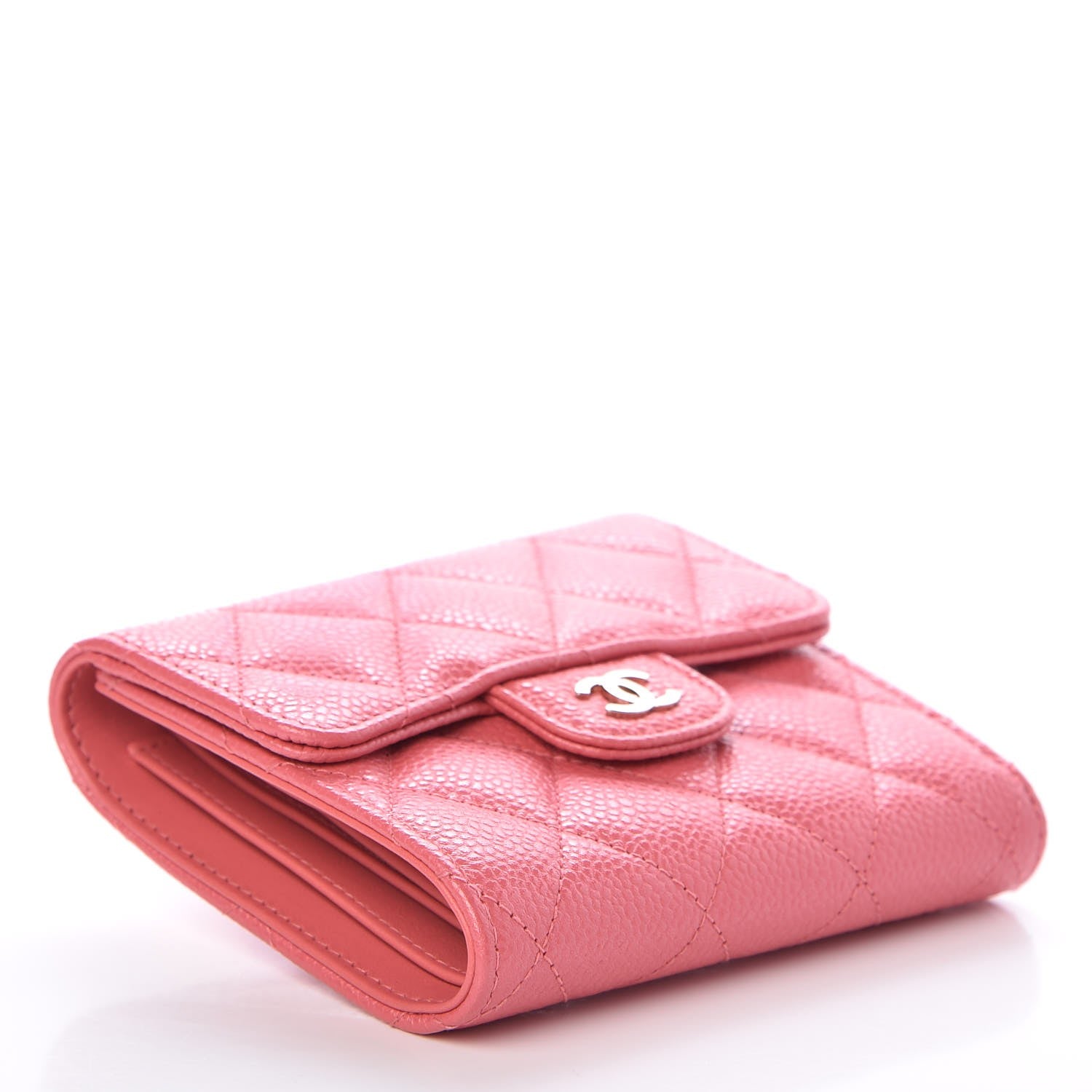 Chanel Caviar Quilted Compact Flap Wallet Pink 4 of 9