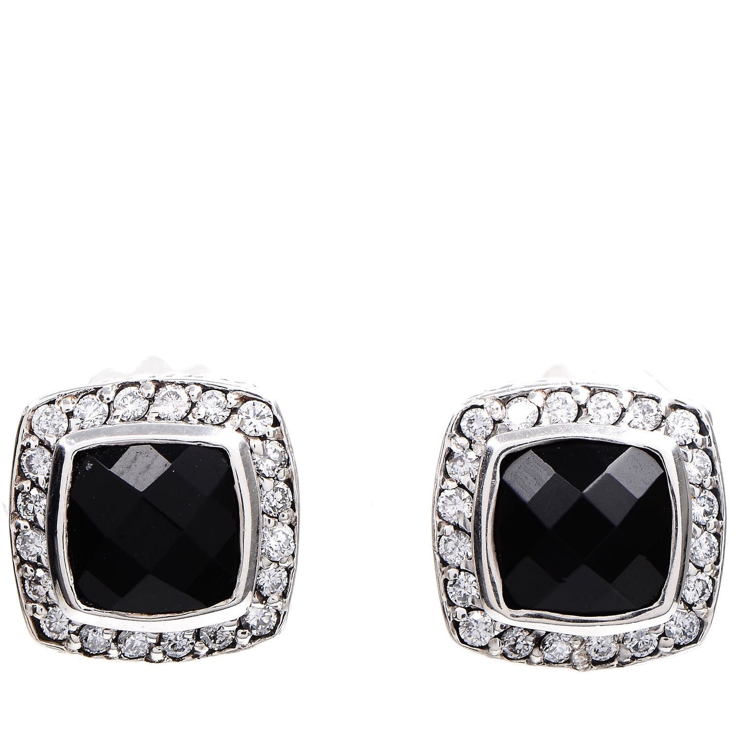 Sterling Silver Diamond Black Onyx 7mm Albion Earrings