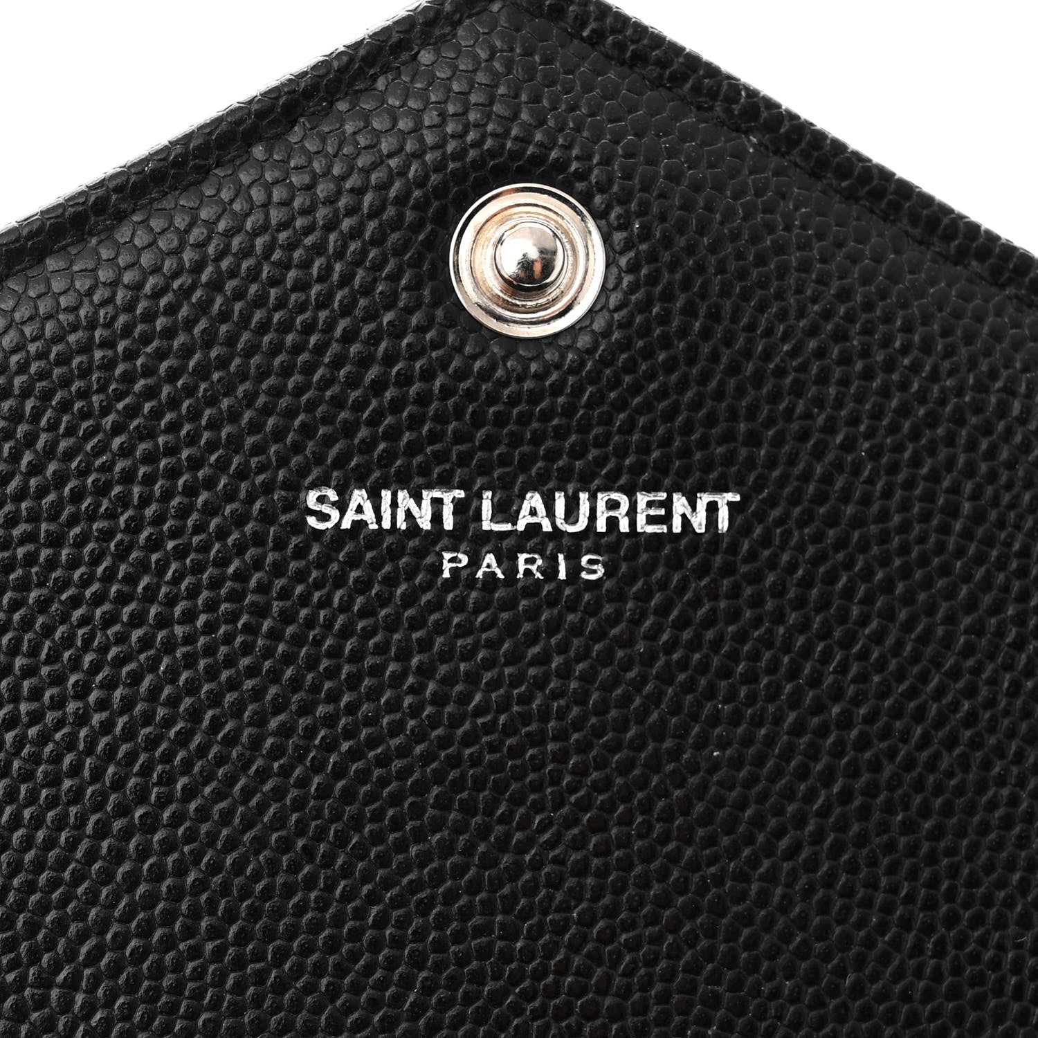 Saint Laurent Grain De Poudre Matelasse Chevron Monogram Chain Wallet Black 7 of 12