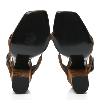 Saint Laurent Suede Oak 100 Ankle Strap Sandals 37.5 Land 5 of 8