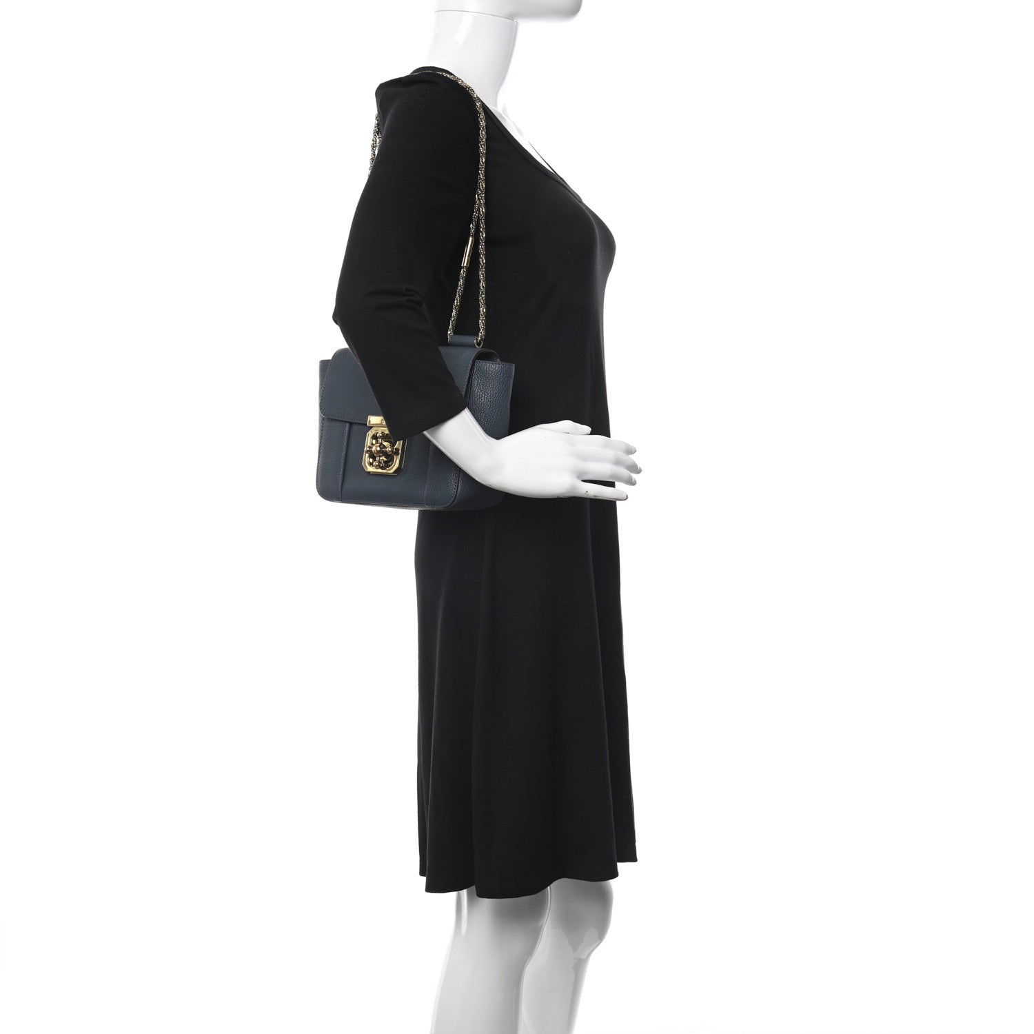 Chloe Goatskin Small Elsie Shoulder Bag Navy 2 of 10
