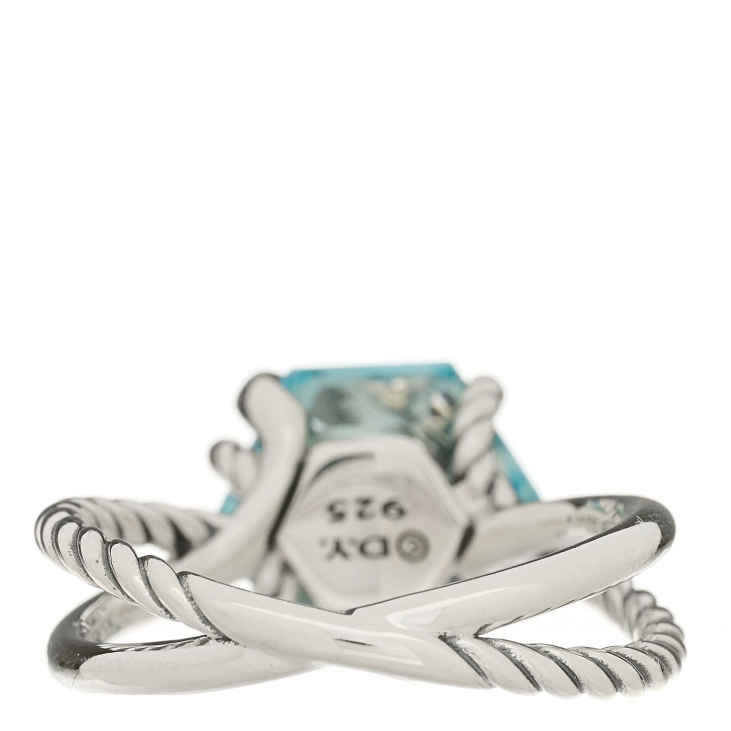 Sterling Silver Diamond Blue Topaz 10mm Cable Wrap Ring 57 8