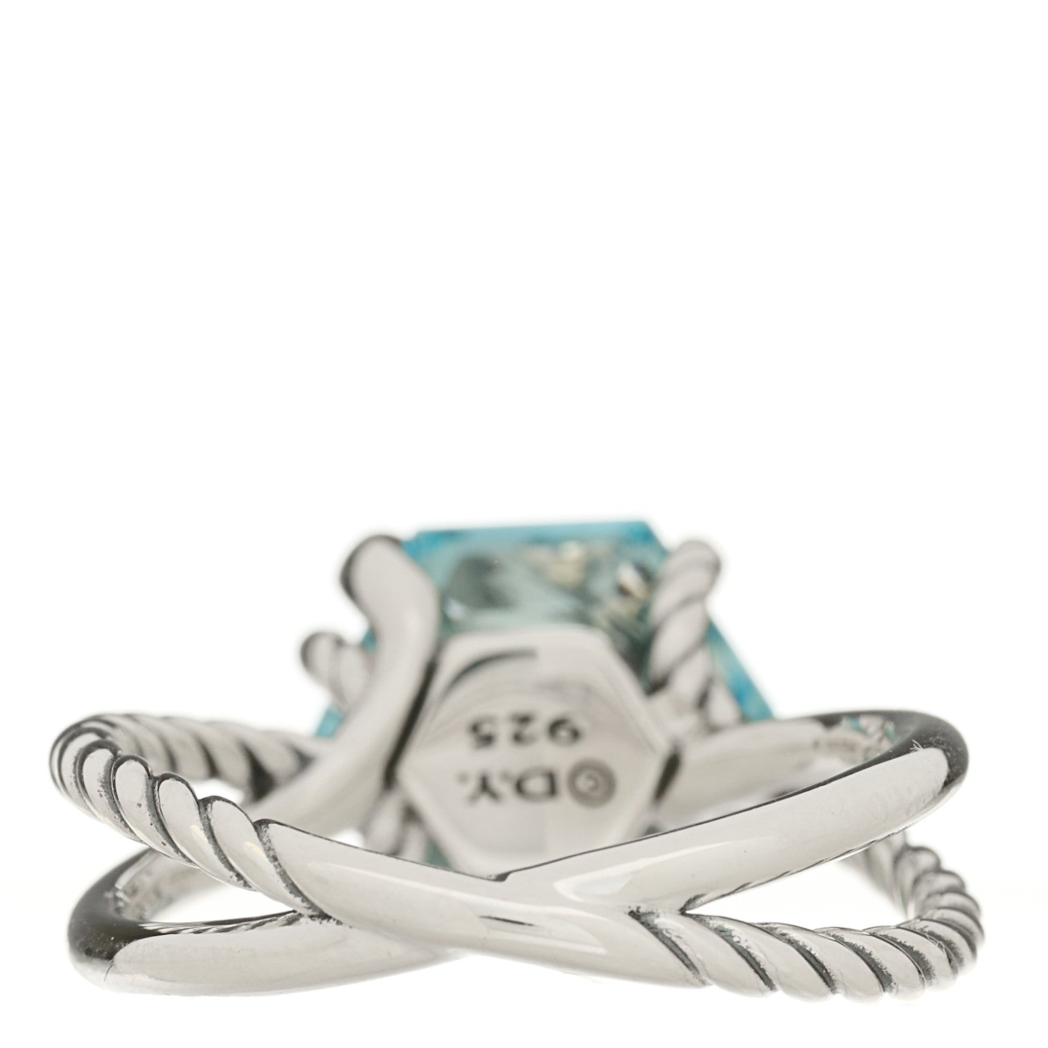 David Yurman Sterling Silver Diamond Blue Topaz 10mm Cable Wrap Ring 57 8 4 of 5
