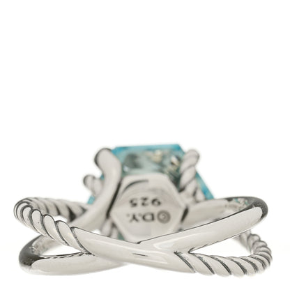 David Yurman Sterling Silver Diamond Blue Topaz 10mm Cable Wrap Ring 57 8 4 of 5