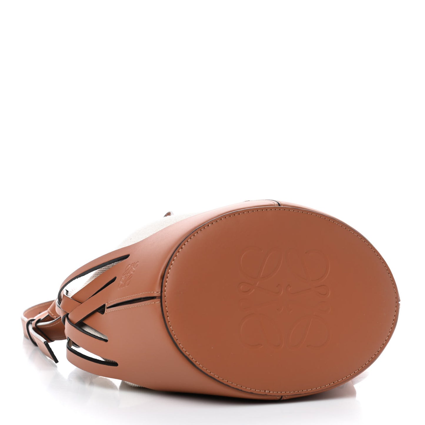 Canvas Calfskin Small Balloon Bag Ecru Tan