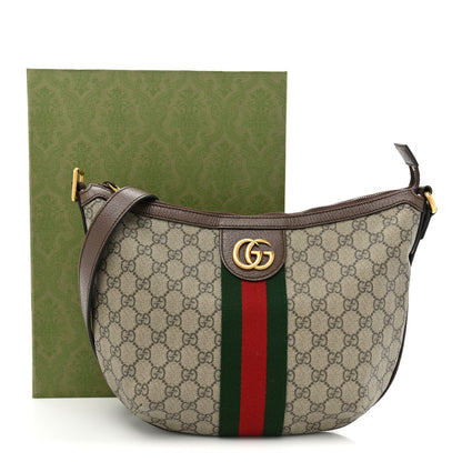 Gucci GG Supreme Monogram Web Small Ophidia Half Moon Hobo Brown 11 of 11