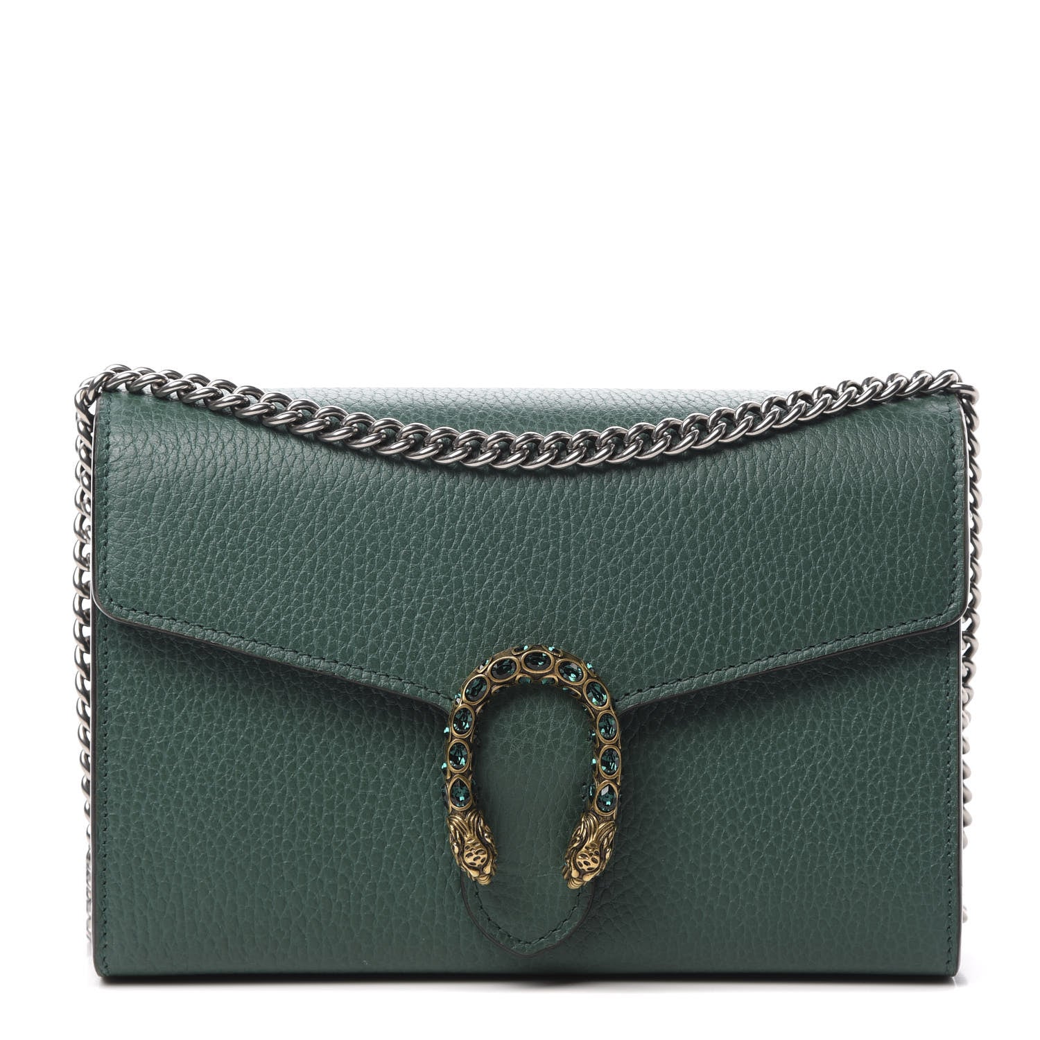 Gucci Calfskin Mini Dionysus Chain Wallet Emerald 1 of 11