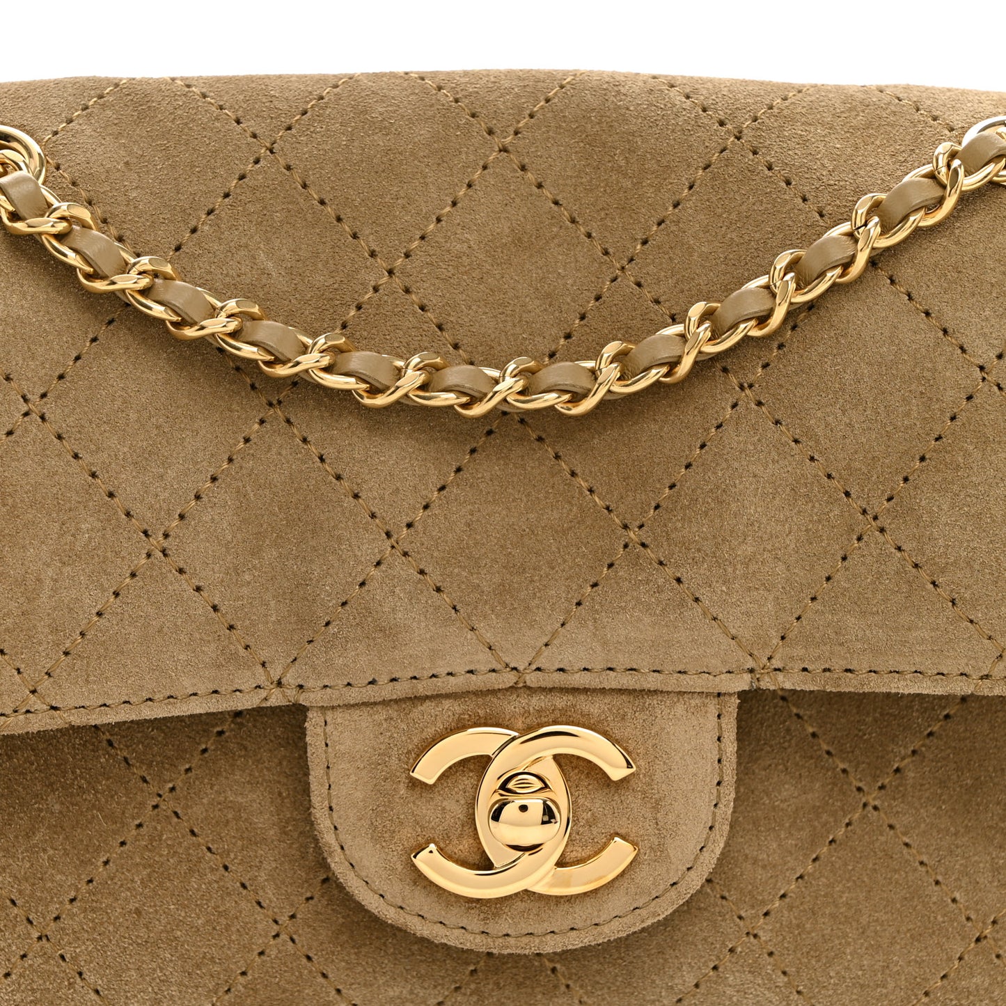 Suede Calfskin Mini Souplissimo Flap Dark Beige