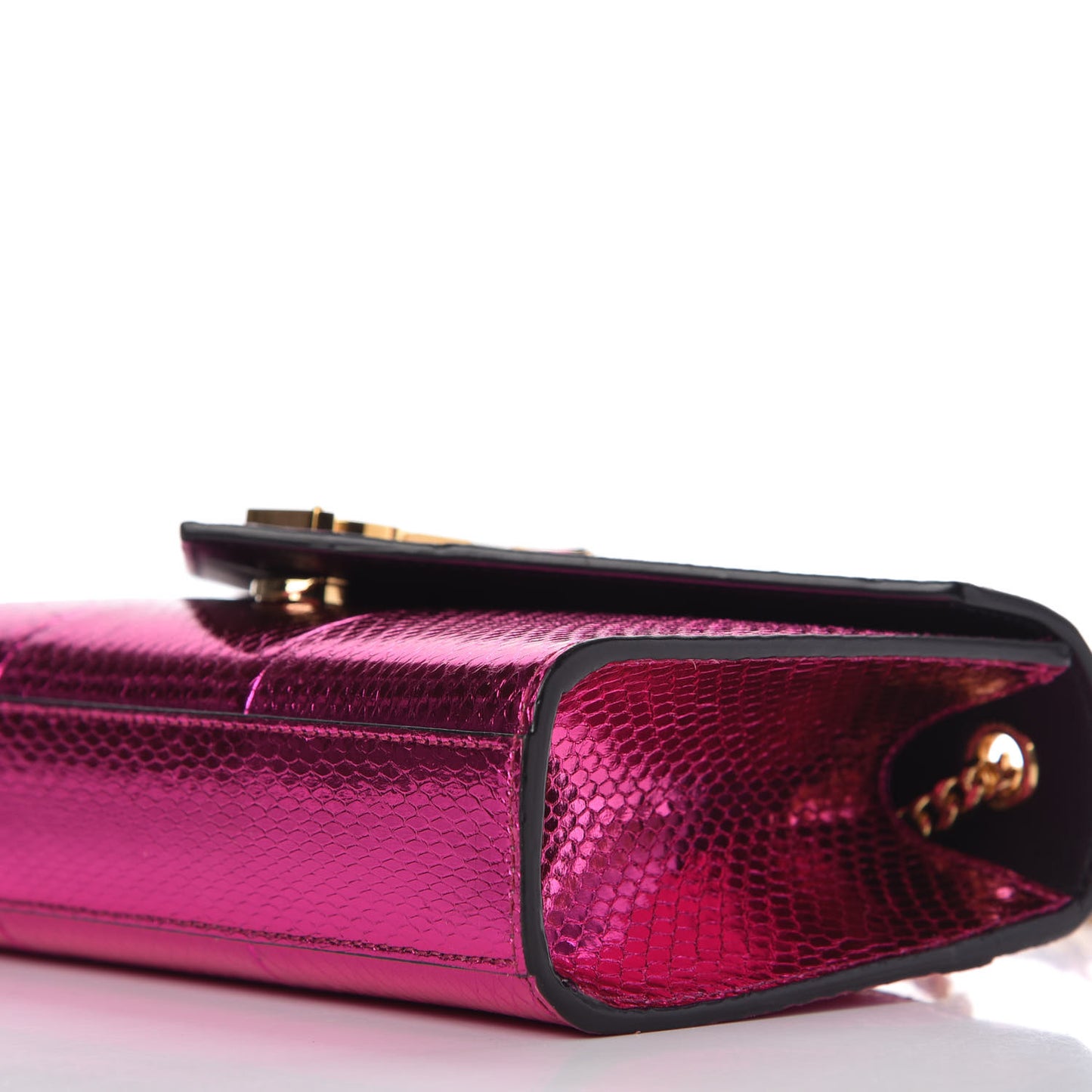 Metallic Ayers Monogram Shoulder Bag Shiny Fuxia