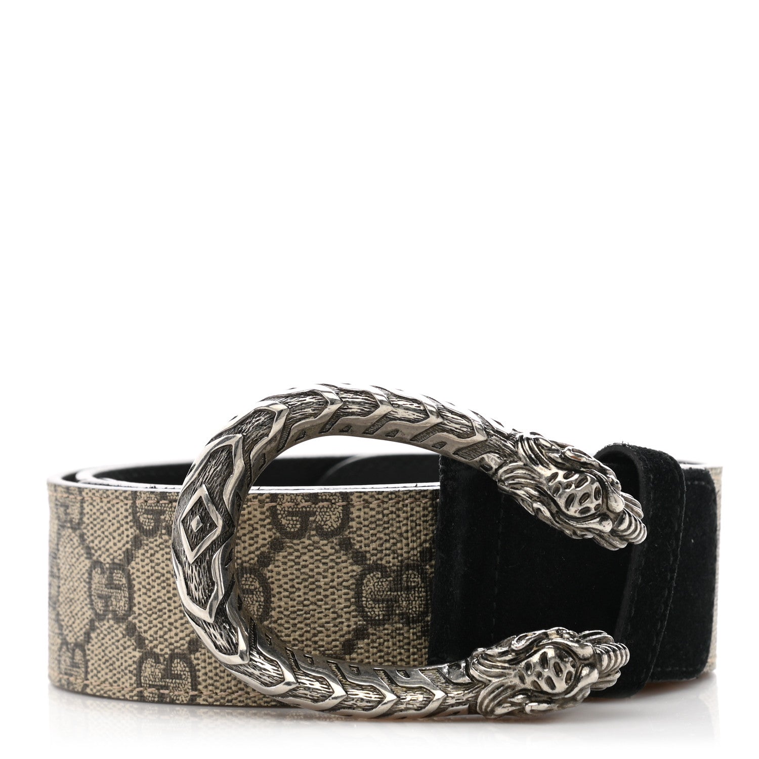 Gucci GG Supreme Monogram Suede Dionysus 40mm Belt 80 32 Beige Black 1 of 6