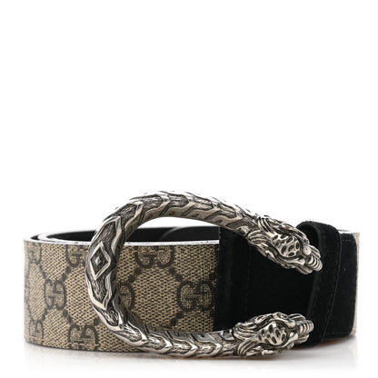 Gucci GG Supreme Monogram Suede Dionysus 40mm Belt 80 32 Beige Black 1 of 6