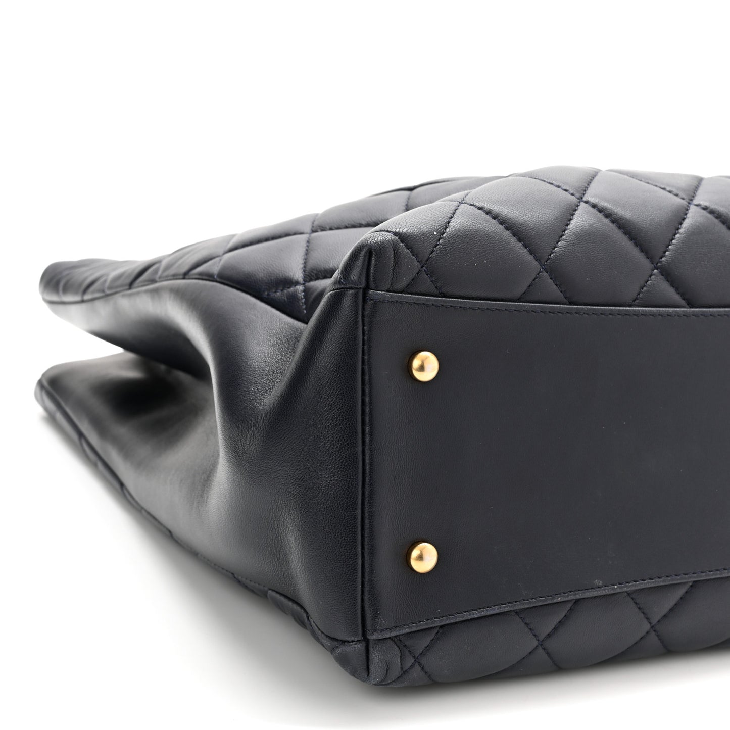 Lambskin Quilted Trendy CC Shopping Tote Navy