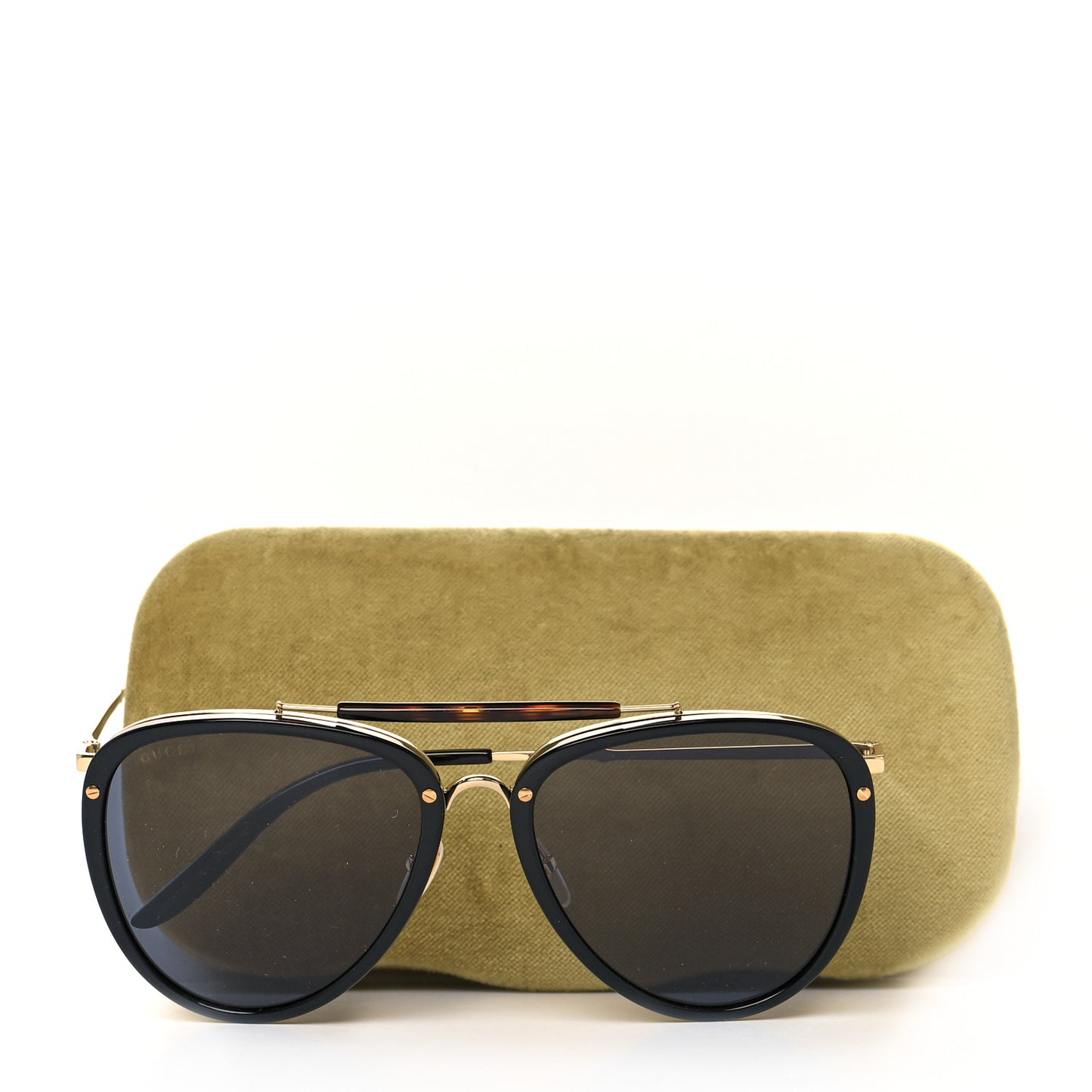 Metal Aviator Sunglasses GG0672S Black Gold