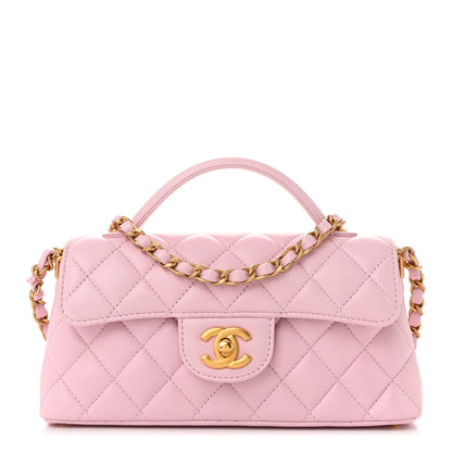 Chanel Lambskin Quilted Mini Flap Top Handle Bag Light Pink 1 of 10