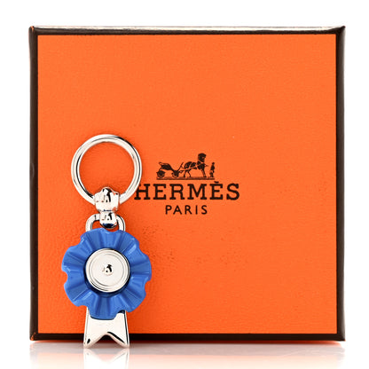 Hermes Palladium Charms Flot Twilly Ring Blue 4 of 4