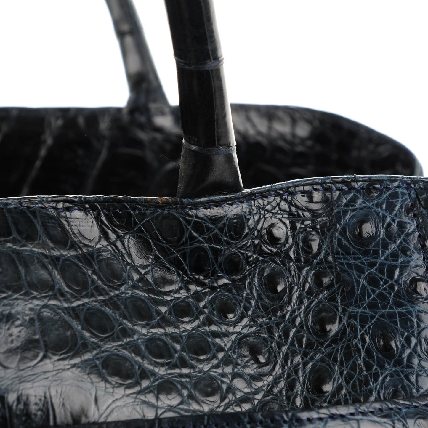 Crocodile Top Handle Tote Dark Blue