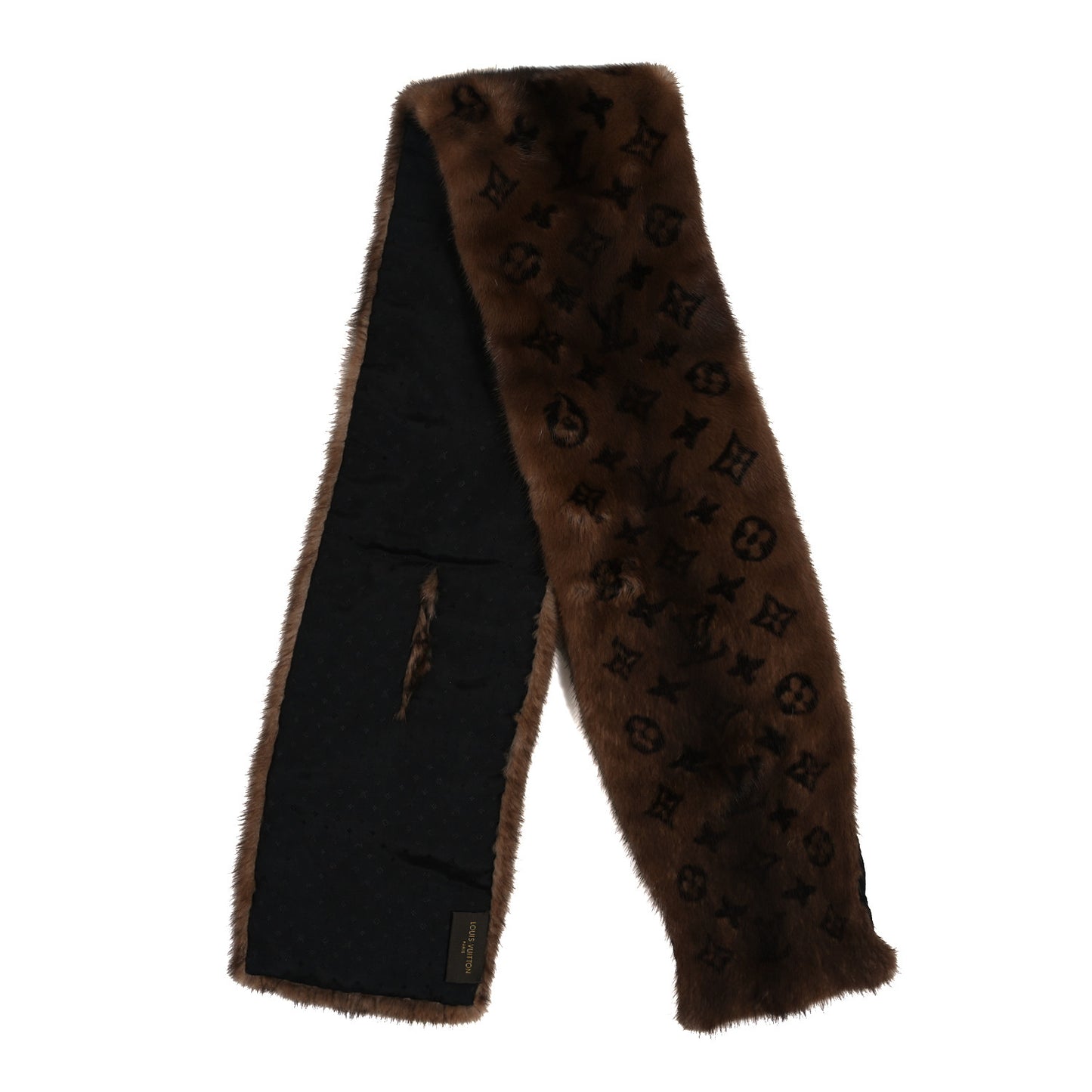 Monogram Mink Fur Scarf Stole Wrap