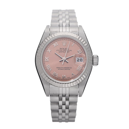 Rolex Stainless Steel 26mm Oyster Perpetual Datejust Watch Pink Roman 79174 1 of 8