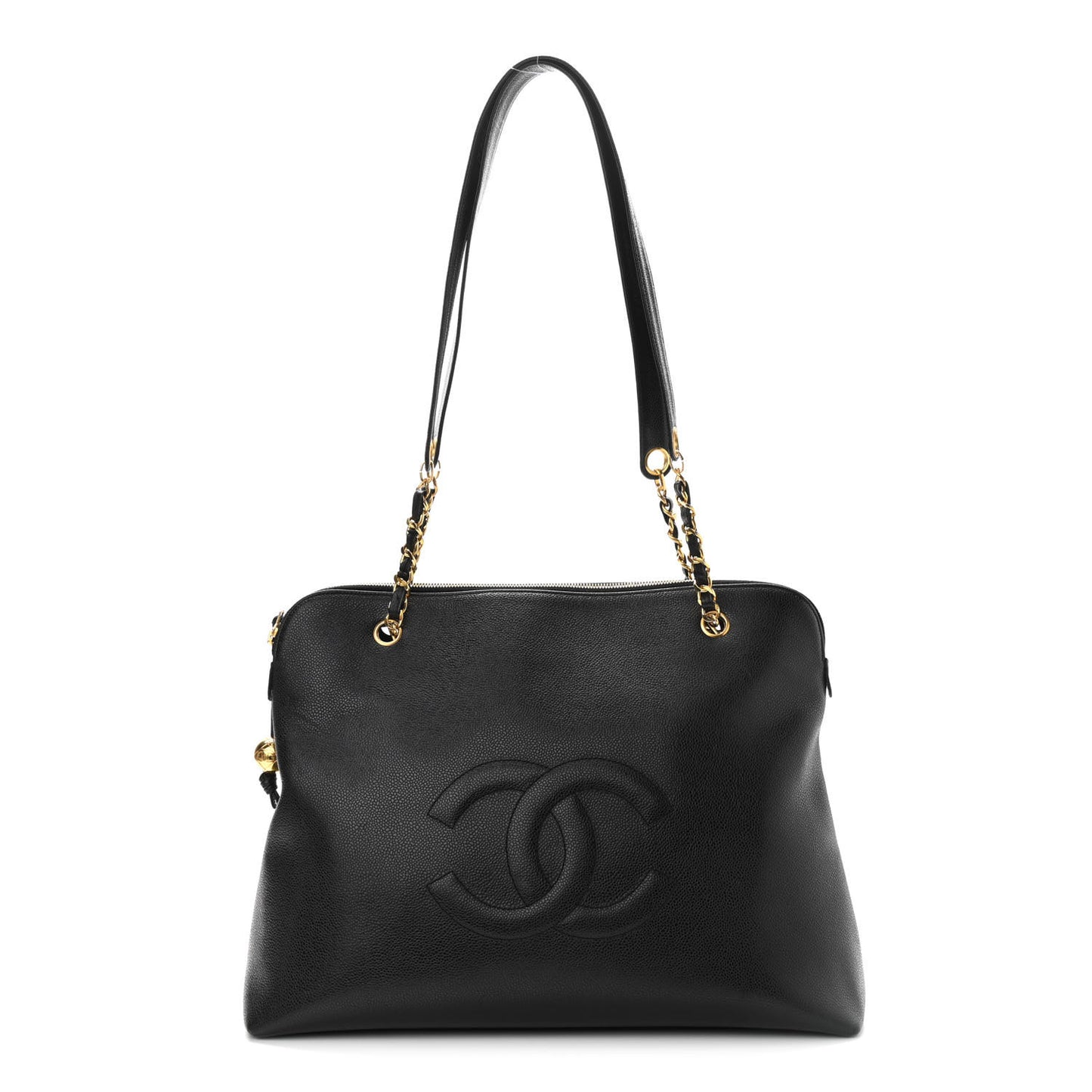 Caviar Large CC Shoulder Bag Black