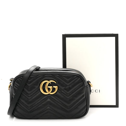 Gucci Calfskin Matelasse Small GG Marmont Chain Shoulder Bag Black 11 of 11