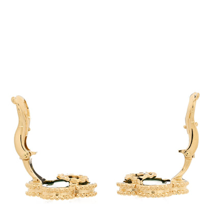 Van Cleef & Arpels 18K Yellow Gold Malachite Vintage Alhambra Clip-On Earrings 3 of 6