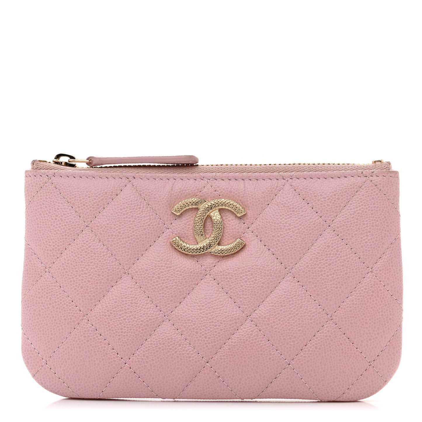 Caviar Quilted Studded CC Small Cosmetic Case Light Pink