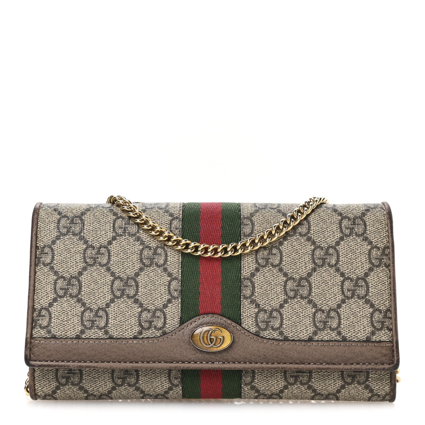 GG Supreme Monogram Web Ophidia Wallet On Chain Brown