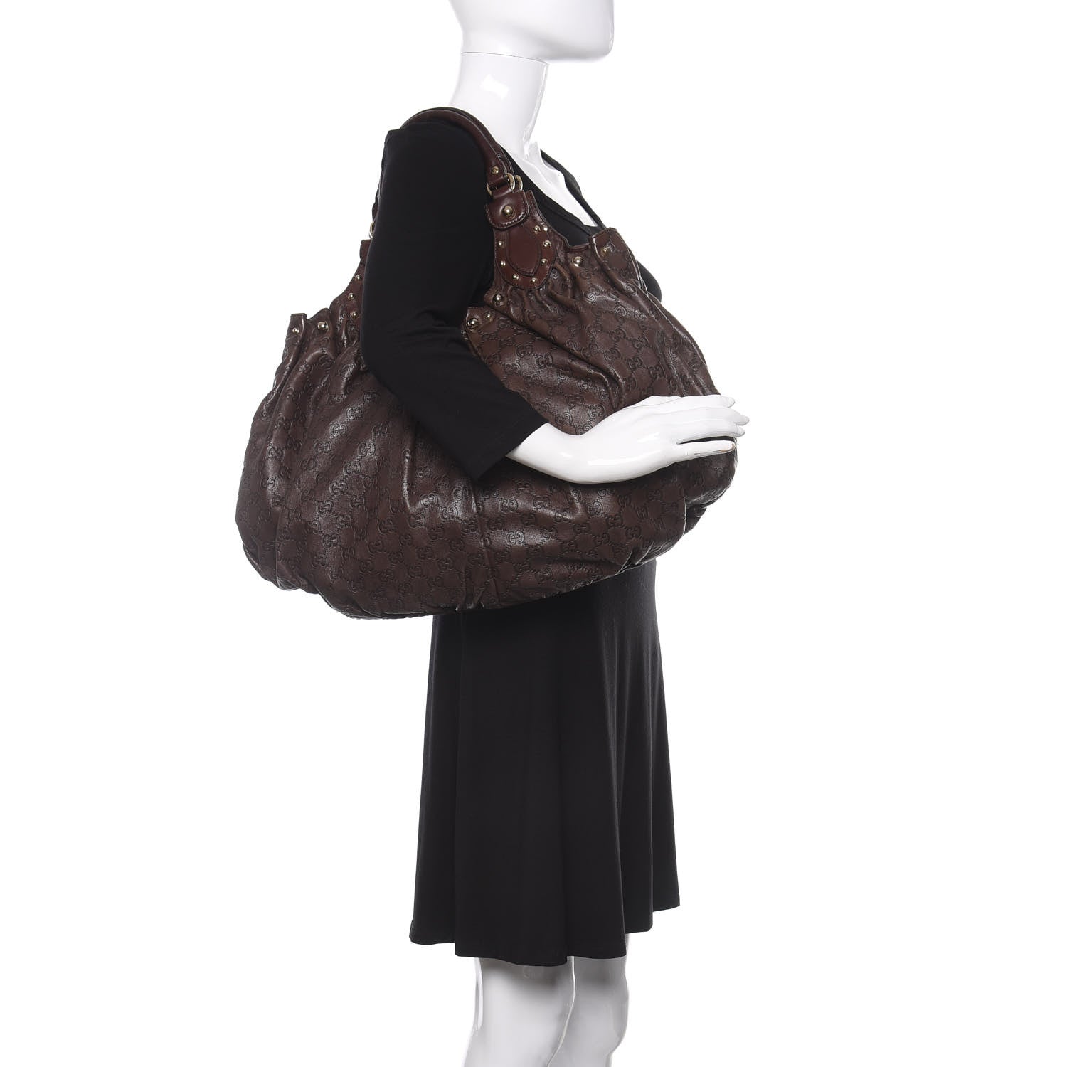 Gucci Guccissima Studded Pelham Shoulder Bag Dark Brown 2 of 11