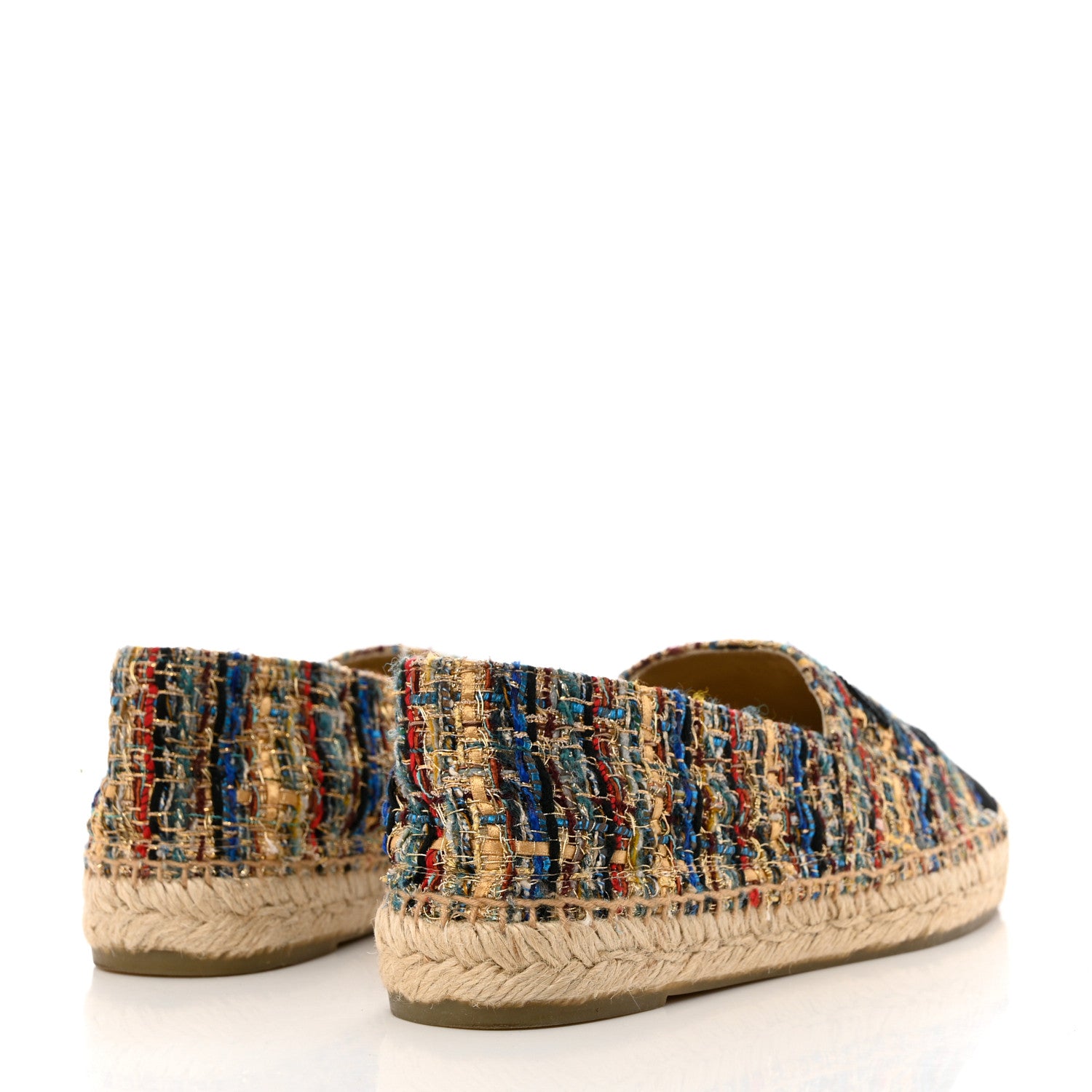 Chanel Tweed Grosgrain CC Espadrilles 41 Multicolor Black 4 of 10
