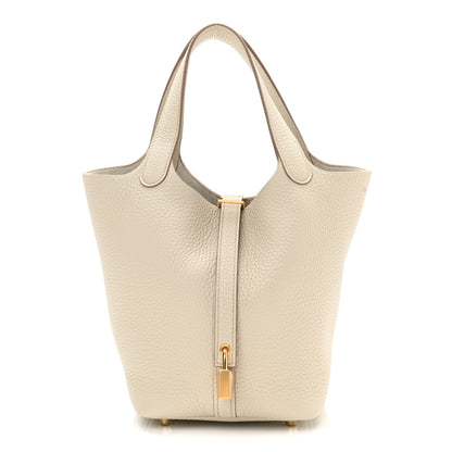 Hermes Taurillon Clemence Picotin Lock 18 PM Beton 1 of 10