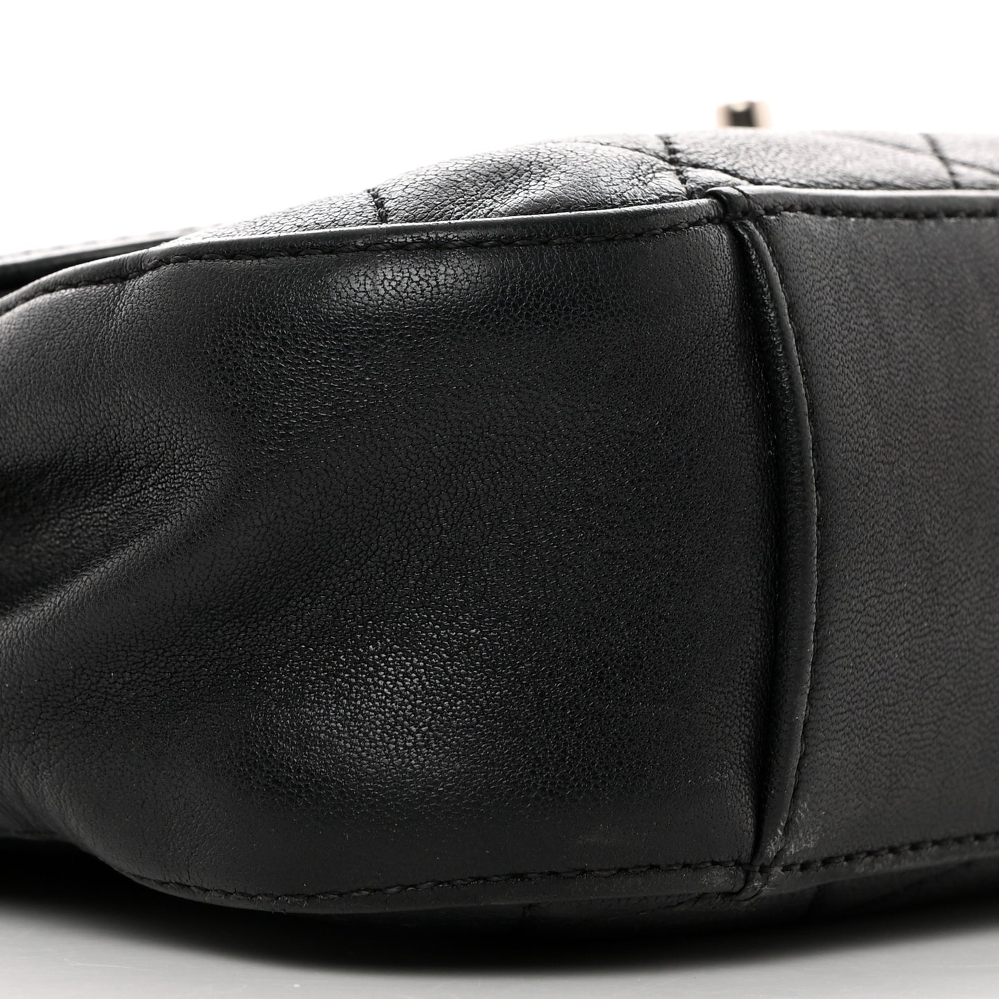 Lambskin Quilted Chain Infinity Top Handle Flap Black