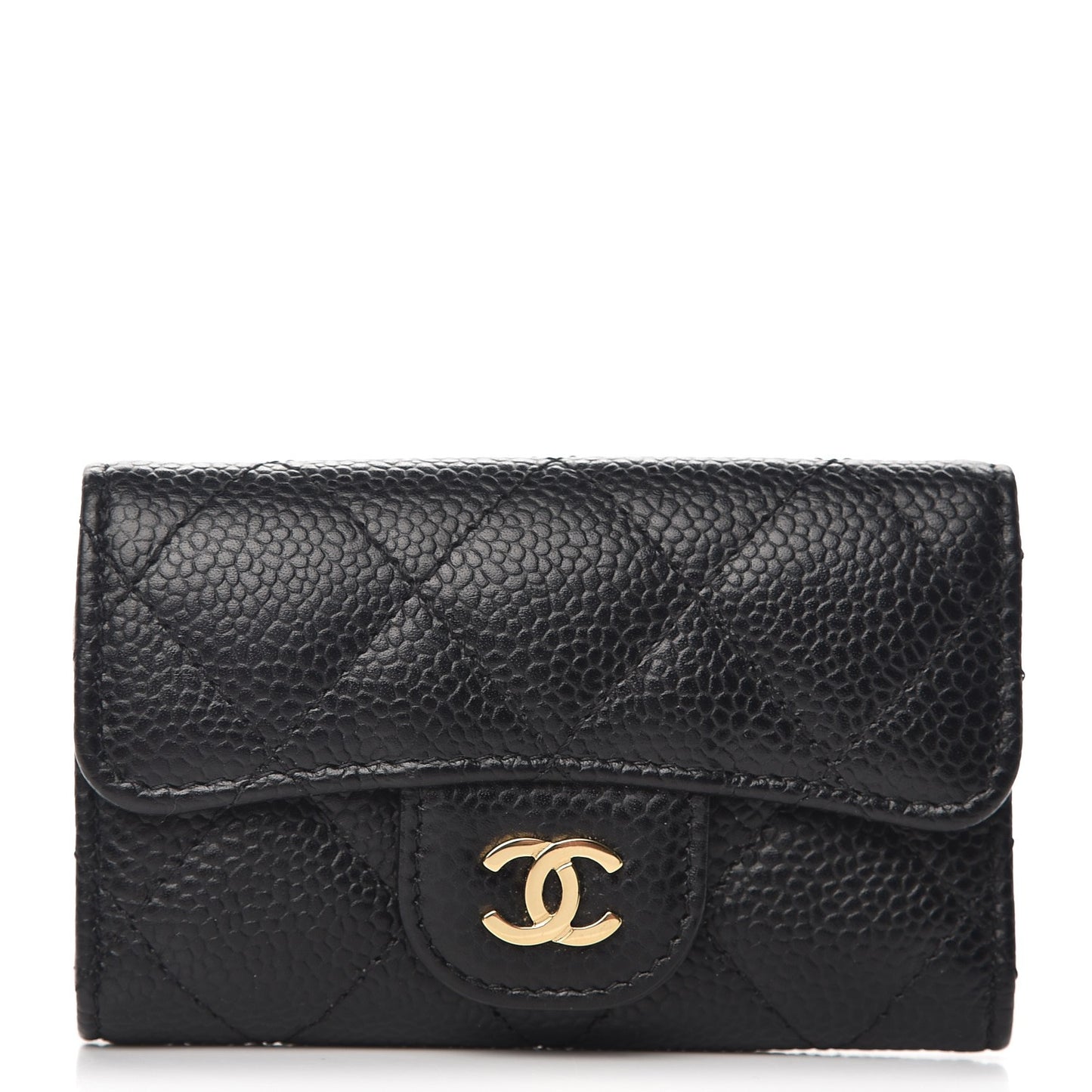 Caviar Quilted 6 Key Holder Black