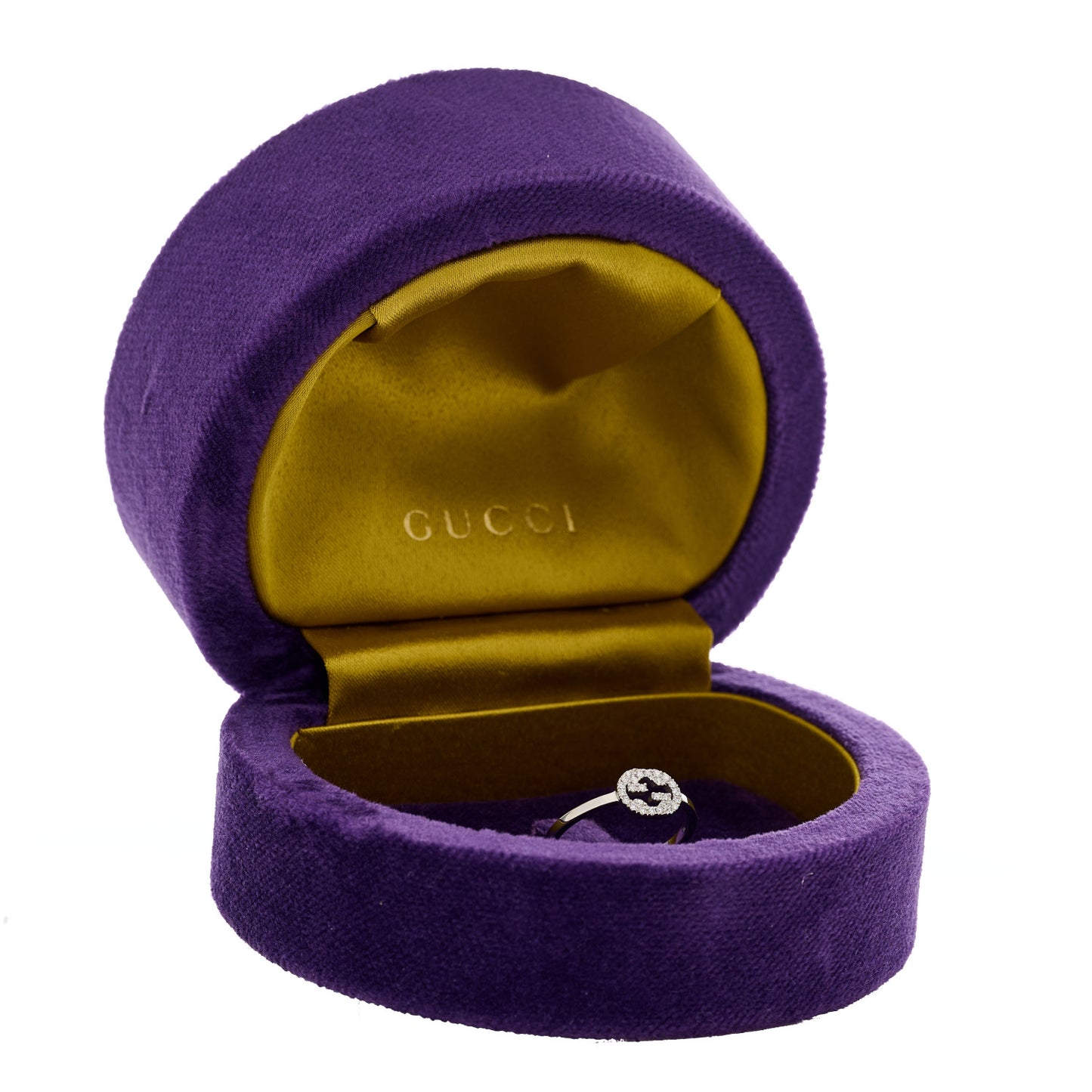 18K White Gold Diamond Interlocking G Ring 53 6.5