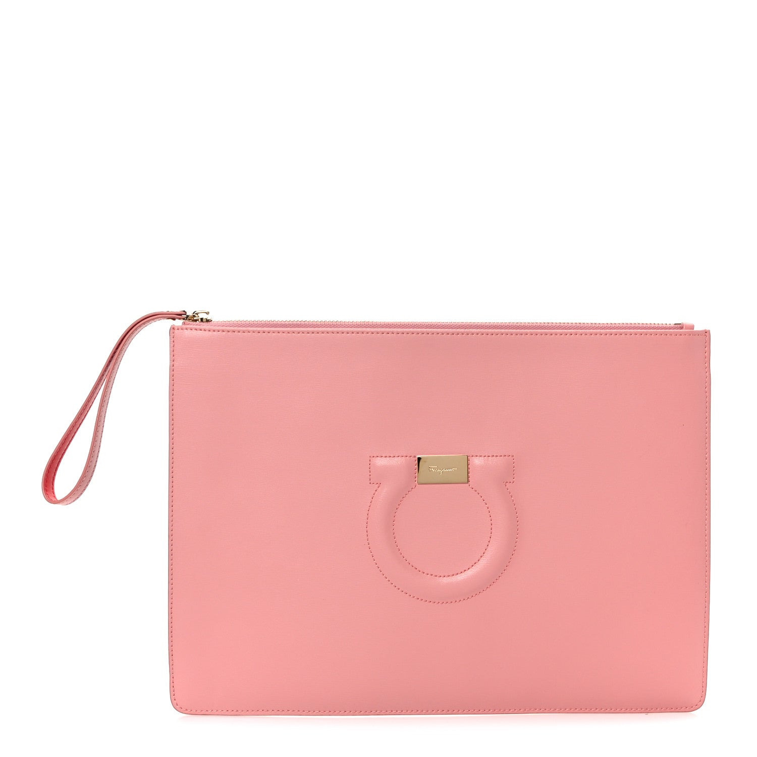Salvatore Ferragamo Calfskin Gancini CIty Wristlet Pink 1 of 7