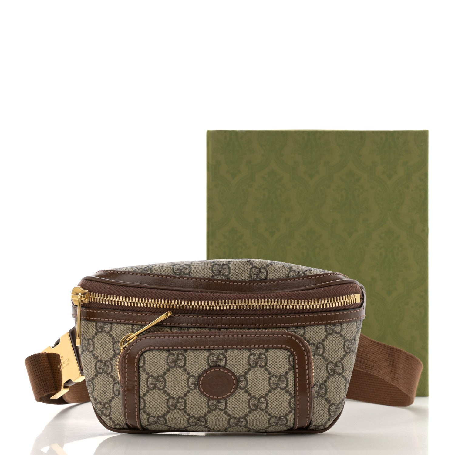 Gucci GG Supreme Monogram Textured Calfskin Retro Interlocking G Belt Bag Beige Ebony Brown Sugar 18 of 18