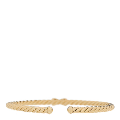 David Yurman 18K Yellow Gold Diamond 4mm Cablespira X Station Cable Bracelet 2 of 3