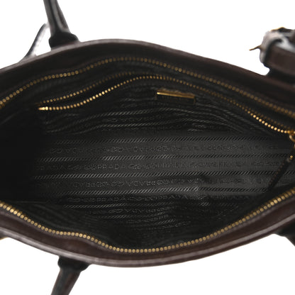 Prada Glossy Calfskin Triangle Medium Bonnie Shoulder Bag Dark Brown 5 of 9