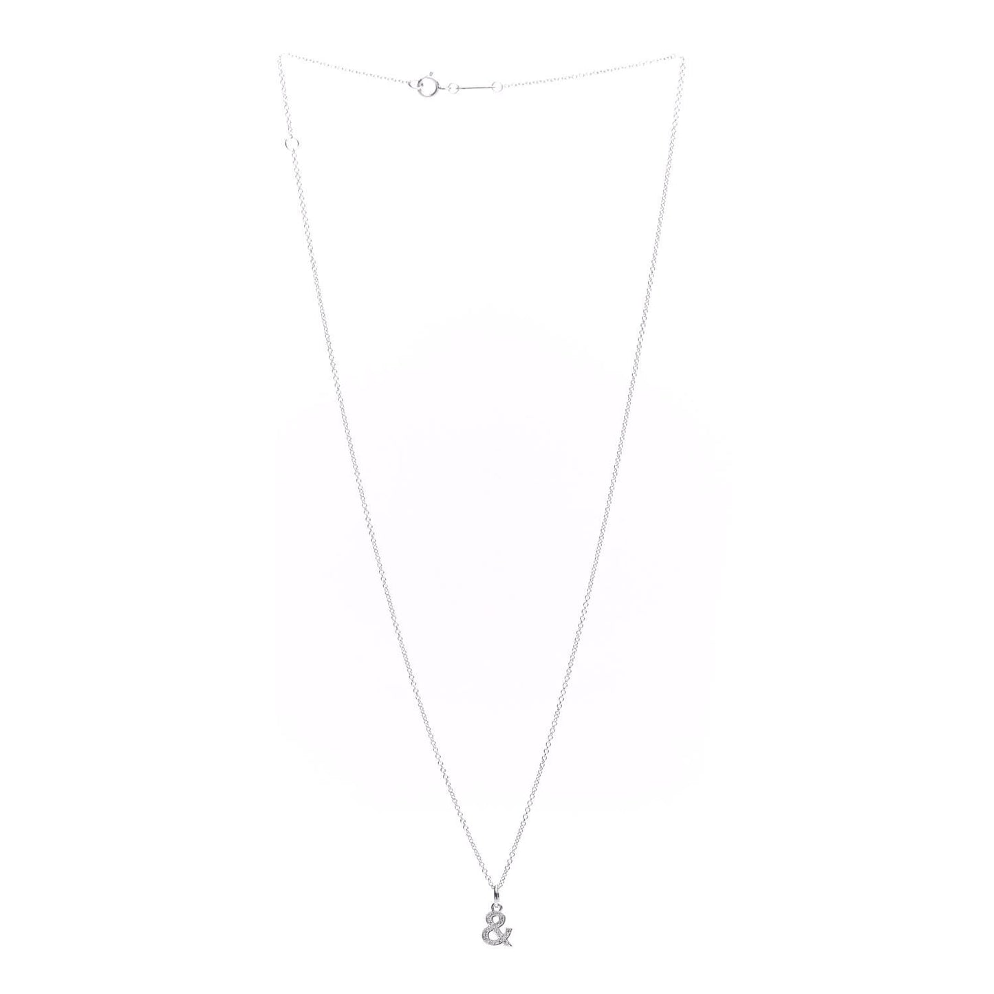 18K White Gold Diamond Small Ampersand Pendant Necklace