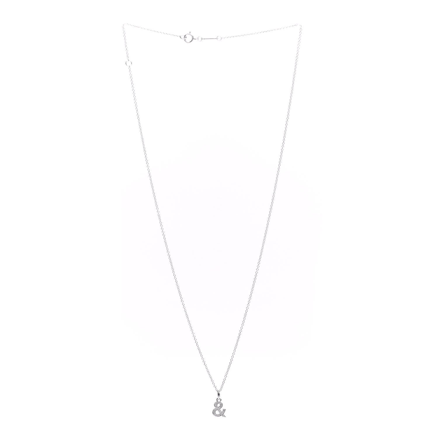 Tiffany 18K White Gold Diamond Small Ampersand Pendant Necklace 3 of 4