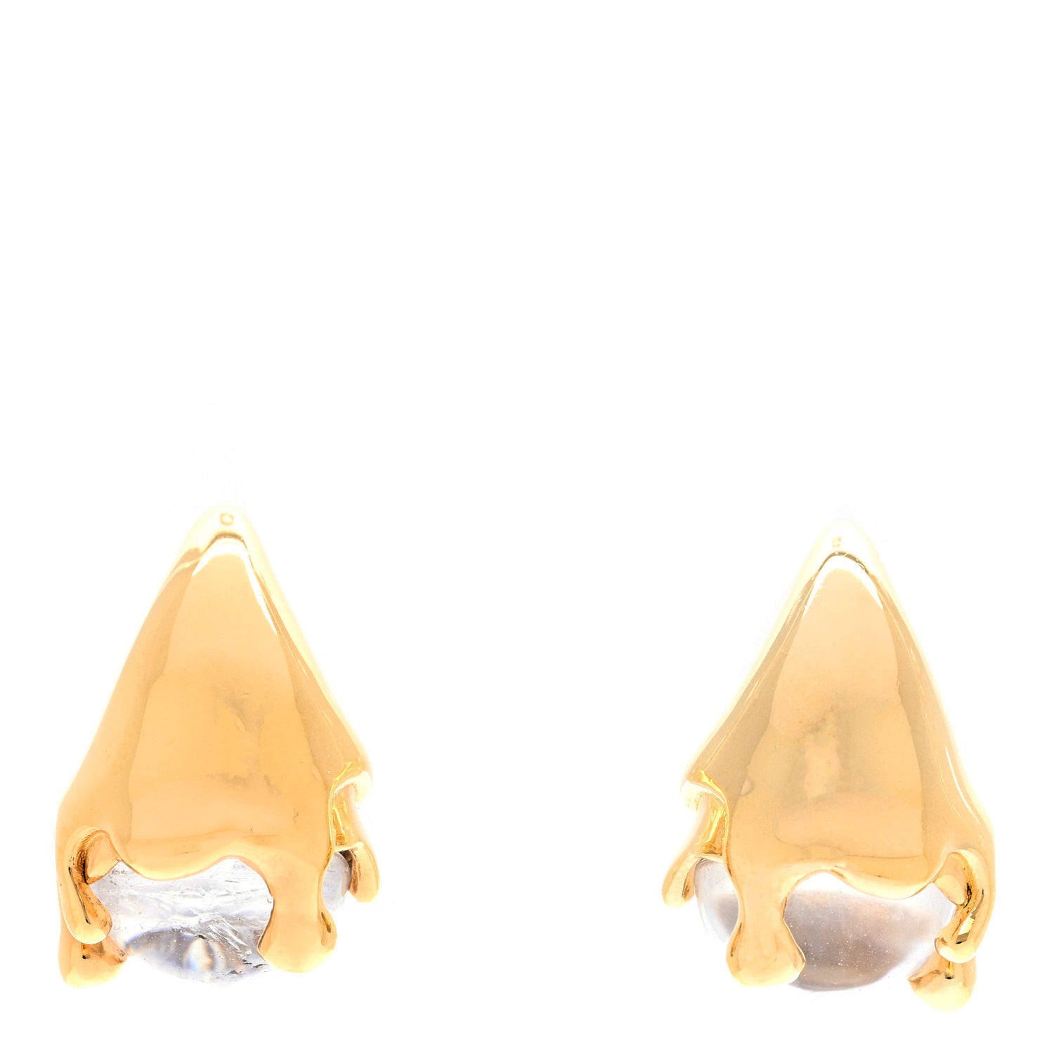 Bottega Veneta 18K Yellow Gold Sterling Silver Rock Crystal Quartz Mini Drop Earrings Gold 1 of 4