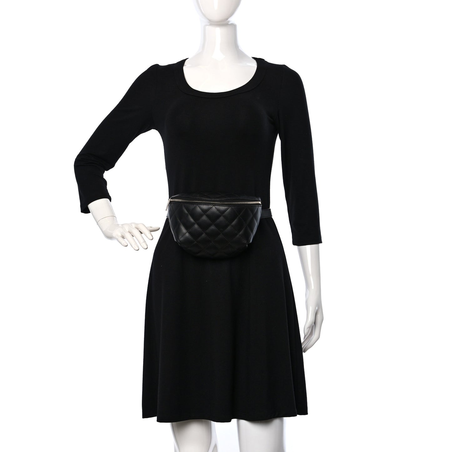 Calfskin Quilted Waist Belt Bag Black