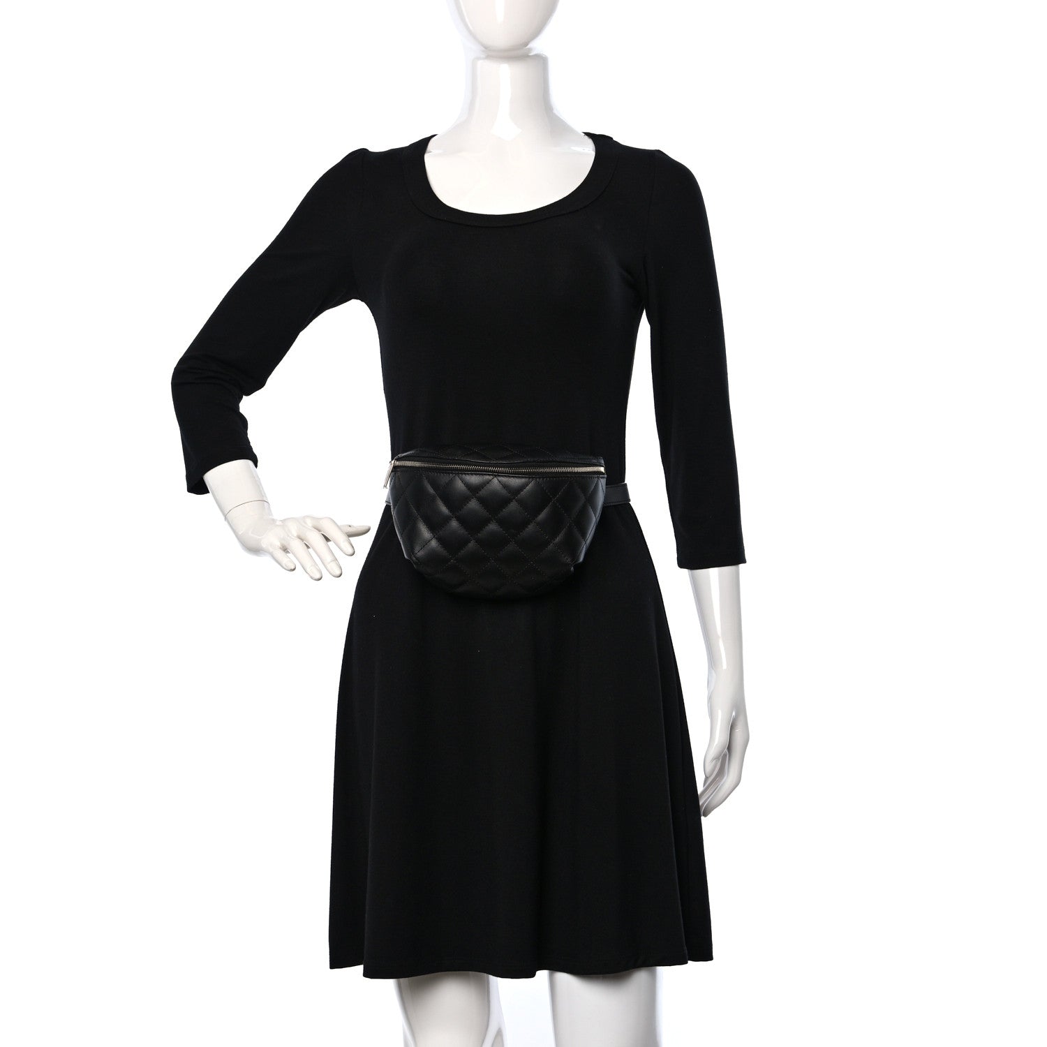 Chanel Calfskin Quilted Waist Belt Bag Black 2 of 9