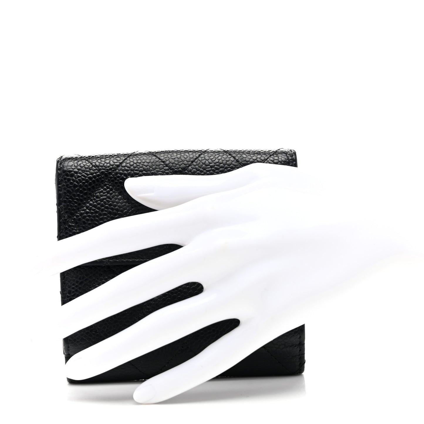 Caviar Quilted Compact French Flap Wallet Black