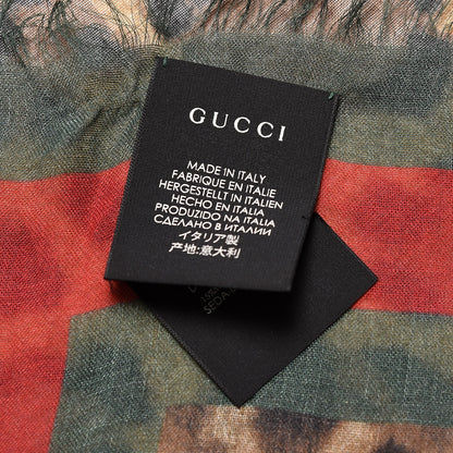 Gucci Modal Silk Leopard Web Print Square Scarf 3 of 4