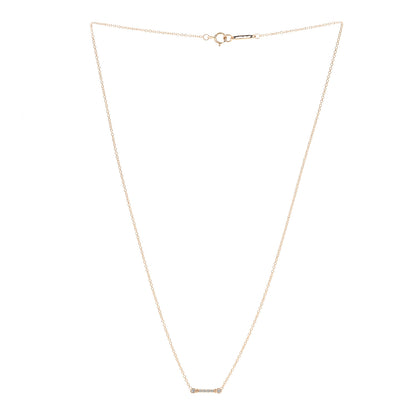 Tiffany 18K Rose Gold Diamond Fleur de Lis Key Bar Pendant Necklace 3 of 6
